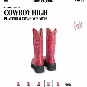 John Fluevog Red Platform Cowboy Boots